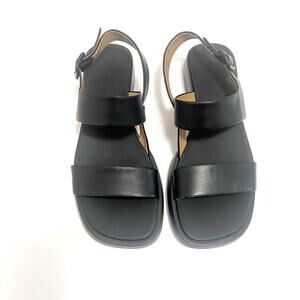 Camper Dana black leather 2 strap sandal